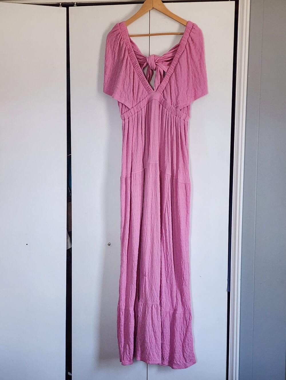 Free People Pink Maxi Dress with Back Tie